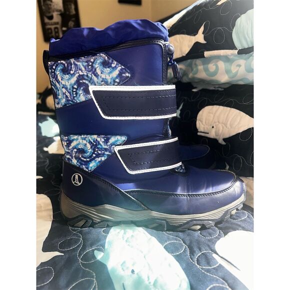 Lands' End Kids Winter Boots Size 4 Navy Blue Insulated Snow Flurry - Picture 6 of 8